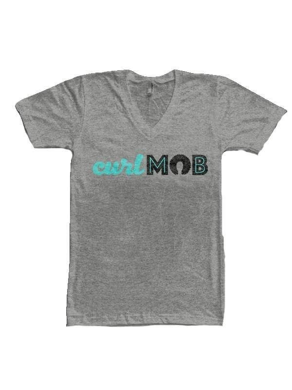 CurlMob Grey V-Neck Tee