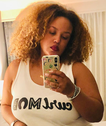 CurlMob  Black Logo White Tank