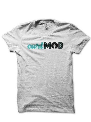 CurlMob White Crew Neck Tee